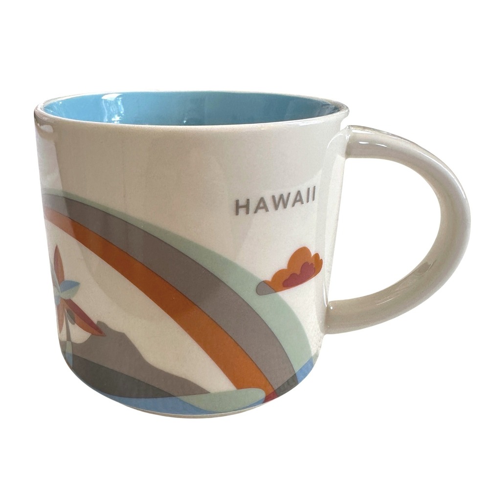 Starbucks You Are Here Hawaii Coffee Mug 14oz Ceramic Blue Interior 2015
